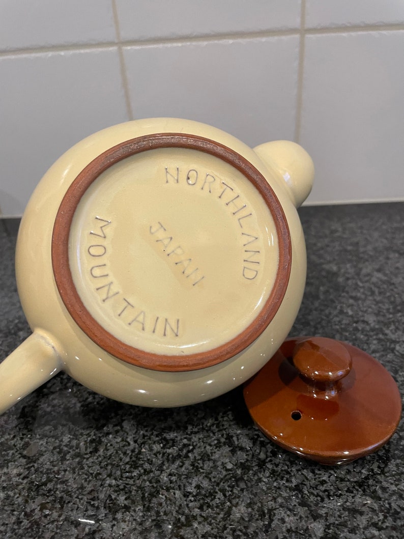 Vintage Redware Northland Mountain Stoneware Teapot Made In Japan Vintage Glazed Pottery Retro Teapot image 7