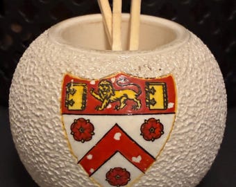 Antique Stoneware Match Striker Match Holder Carlton Ware Cambridge Coat Of Arms W & R Stoke On Trent England