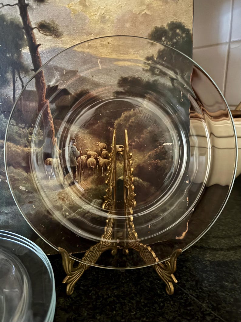 Vintage Arcoroc France Clear Glass Plates: Set of Six image 6