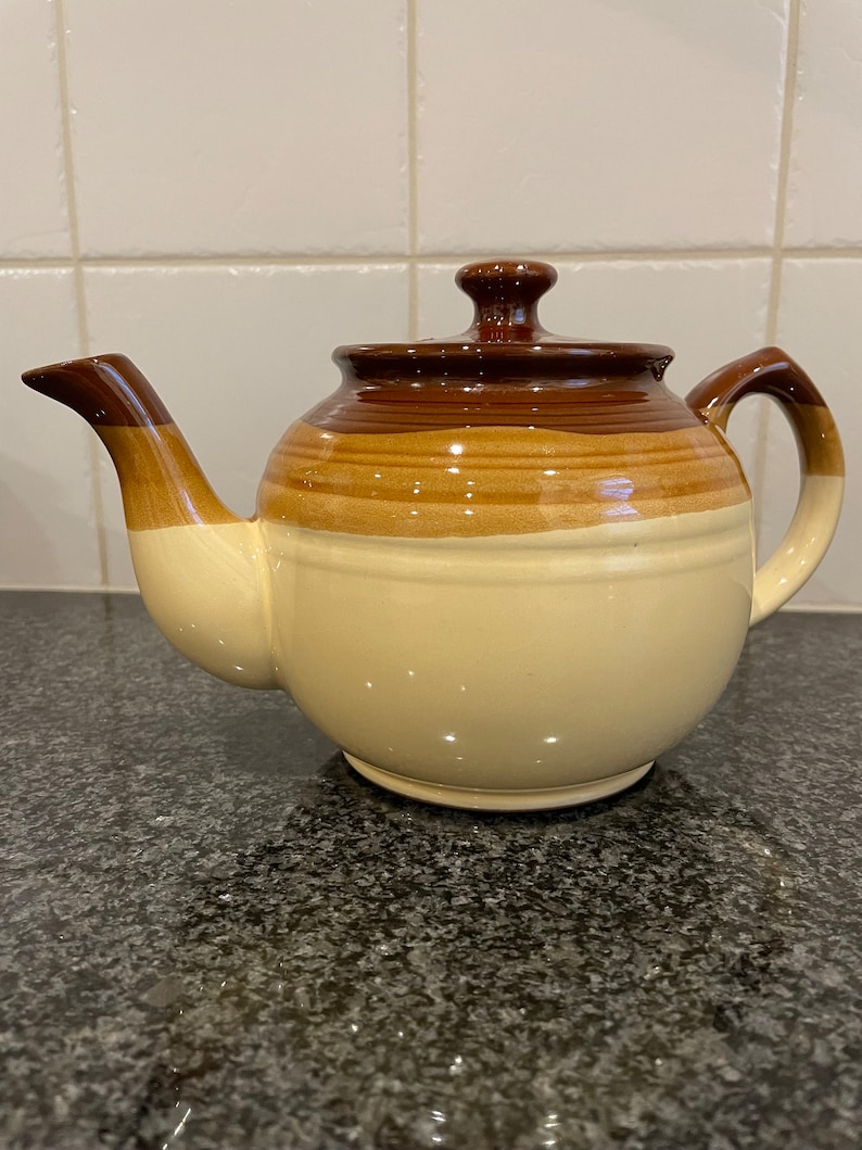 Vintage Redware Northland Mountain Stoneware Teapot Made In Japan Vintage Glazed Pottery Retro Teapot image 1