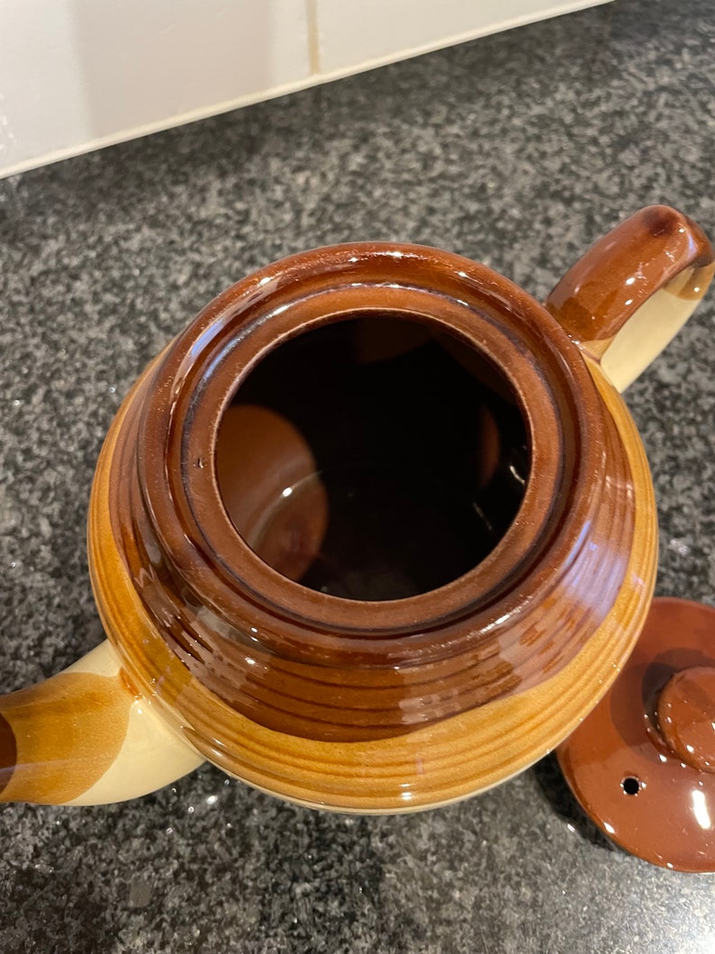 Vintage Redware Northland Mountain Stoneware Teapot Made In Japan Vintage Glazed Pottery Retro Teapot image 3