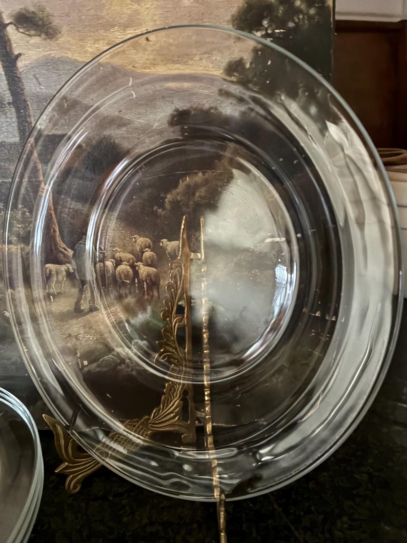 Vintage Arcoroc France Clear Glass Plates: Set of Six 21.5cm set of four