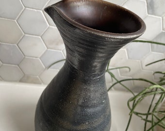 Vintage Bendigo Pottery Earthenware Carafe Handmade Stoneware Pottery Carafe Water Jug Pitcher Artist Signed Australian Made Epsom Barware