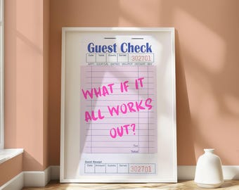 Guest Check Wall Art Pink