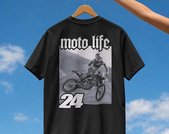 Camiseta Moto Life personalizable Camiseta gráfica de motocross para motorista Foto y número personalizados