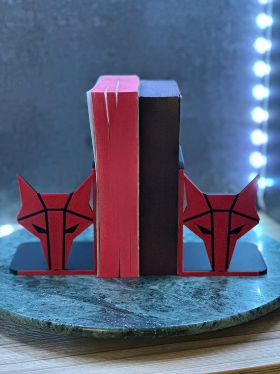 Red Rising Wolf Bookend – House Mars, Sci-Fi Decor