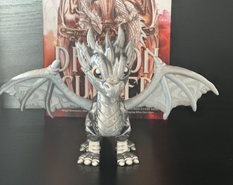 Steel Dragon Figurine | Inspired by Dragon Cursed | 3D Printed | Elise Kova Fan Gift |