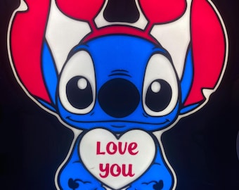 Stitch Love LED Night Light – Disney Inspired Room Decor