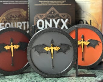 Sujetalibros inspirado en la Cuarta Ala - Decoración de estantería de fantasía empírea - Tairn y Andarna - Regalo literario