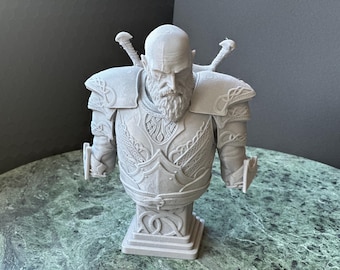 Kratos Bust – God of War, 3D Printed Norse Mythology Decor