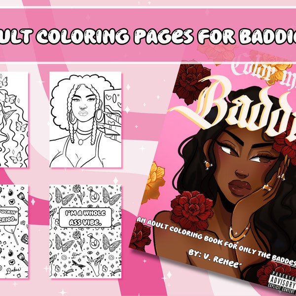 COLOR ME BADDIE, Adult Digital Coloring Book Pages for Women, Y2K Printable Coloring Sheets, Coloring Books for Black Women, Coloring Pages