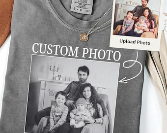 Chemise photo personnalisée de style vintage, t-shirt photo personnalisé, chemise photo de famille, votre cadeau photo personnalisé pour maman et papa