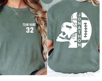 Maglietta da football personalizzata con nome e numero, maglietta con nome della squadra personalizzato, maglietta personalizzata per cheerleader delle scuole superiori per mamme di football