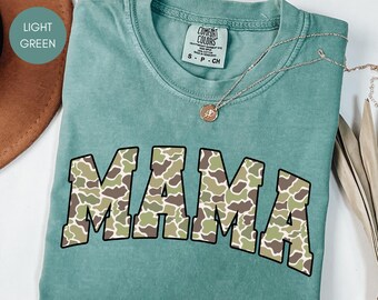 Retro Camo Hunting Mama T-shirt, Mom Life, herfstshirt