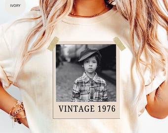 Vintage Photo Shirt, 50th Birthday Gift, Custom Photo T Shirt, Retro Birthday Tee, Custom Year Shirt, Personalized Photo Shirt