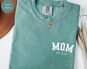 Custom Mom Dad Pocket Style Comfort Colors® T-shirt, Pregnancy Announcement Tee, Matching Parents Gift