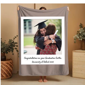Personalized Graduation Blanket with Photo & Class Year | Custom Grad Gift | Class of 2025 Throw, Graduation Keepsake Blanket