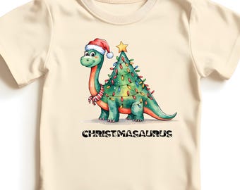 Christmassaurs Dinosaurier Shirt für Kinder, Kleinkind Junge Dino Weihnachten T-Shirt, Baby Jugend Urlaub Outfit, süßes Dino Weihnachtsgeschenk
