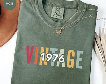 Vintage 1976 Birthday Shirt, 40th 50th 60th Birthday Tee, Retro Birth Year Shirt, Custom Year Milestone Gift, Comfort Colors Tshirt