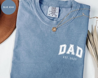 Custom Mom Dad Pocket Style Retro Distresses Comfort Colors® T-shirt, Pregnancy Announcement Tee, Matching Parents Gift