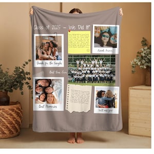 Couverture personnalisée pour les jeunes qui sortent de l'école, cadeau de fin d'année scolaire, couverture photo personnalisée pour la classe, souvenir de remise des diplômes, promotion 2025