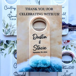 Custom Beach and Ocean themed Wedding Favors For Guests in Bulk, Customizable Opener Magnet , Save The Date Magnets, sea theme Favors