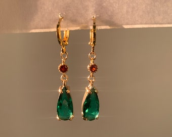 Slier S925,a set 14k gold crystal howl earrings Howl's Moving Castle Sophie earrings Not allergic