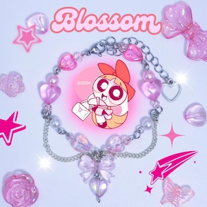 Powerpuff Girls Bracelet, Blossom Bubbles Buttercup, friendship bracelet, charm bracelet, bead bracelet, Y2k Coquette grunge, anime bracelet