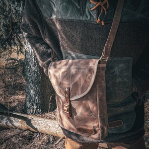 Bolso bandolera Bushcraft WAXED PocketBag Coyote imagen 2