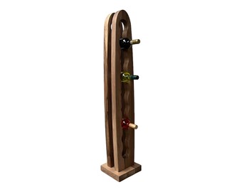 Estante para vino de madera maciza de diseño, organizador de vino hecho a mano, regalo para amantes del vino, estante para vino, estante para vino sólido