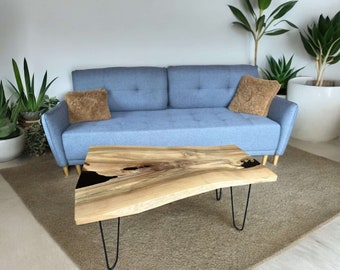 Mesa de centro hecha de madera maciza de nogal - mesa de centro única - nuevo regalo para el hogar - Mesa de centro epoxi de madera - Mesa de centro baja de resina