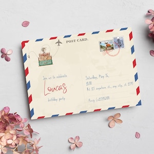 Post Card Birthday invitation post card post office travel Editable Invitation Nursery Invitation Birthday invite Baby Shower