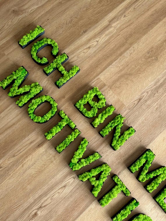 Individuelle Moosbuchstaben – 3D Wanddeko mit echter Moosfüllung – personalisierbar – Naturdeko Schriftzug in Wunschgröße