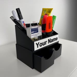 Personalized Desk Organizer – 3D Printed Pen Holder with Name – Office Decoration & Desk Organization