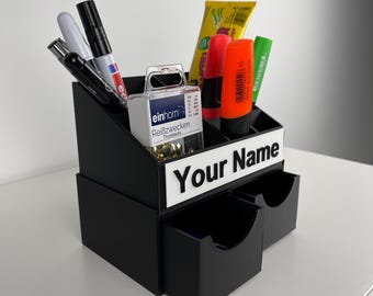 Organizador de escritorio personalizado: portalápices impresos en 3D con nombres – decoración de oficina y organización del escritorio