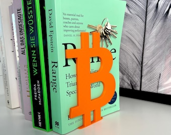 Bitcoin Bookend - Bitcoin Sign, Trader Gift, Trader Decoration, Investment Gift, Bookshelf Support, Bitcoin Decoration