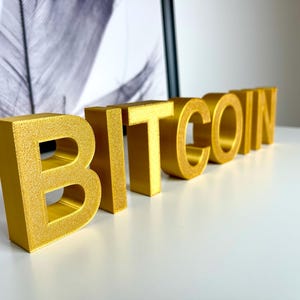 Letras BITCOIN en oro/plata - 2 cm de grosor / Decoración / Bitcoin / Comerciante / Regalo de intercambio / Regalo criptográfico / Criptomonedas