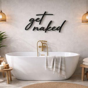Decoración de pared 3D "Desnúdate" - Letras para baño • Frases 3D para baño e inodoro • Decoración de baño moderna • Diseño humorístico para la pared del baño