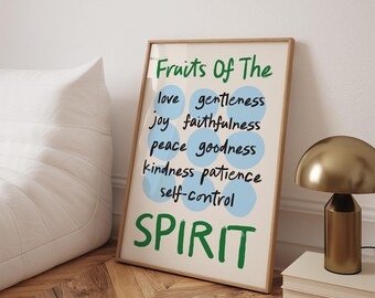 Fruits of the Spirit Poster - Instant download - Scripture art print - Christian wall decor - Bible quote poster - Encouraging Bible Verse