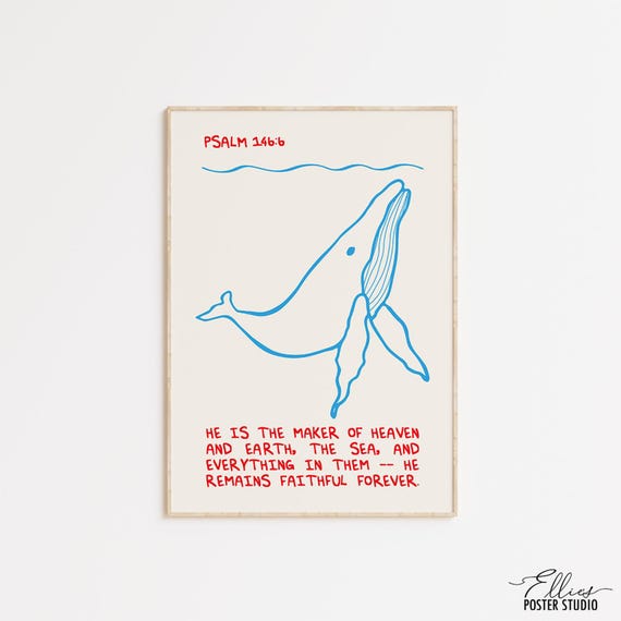 Bible Verse Poster Psalm Christian wall art Bible quote print Gods creation illustration minimalistic art Christian dorm wall decor