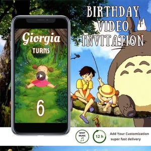 VideoBearbeitbare Totoro-Geburtstagseinladung,MyNeighborTotoro,Kindergeburtstagseinladung,Japanischer Anime, Studio Ghibli-Party,Frühlingsfest