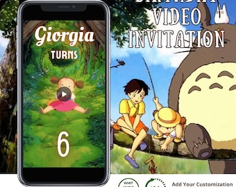 VideoBearbeitbare Totoro-Geburtstagseinladung,MyNeighborTotoro,Kindergeburtstagseinladung,Japanischer Anime, Studio Ghibli-Party,Frühlingsfest