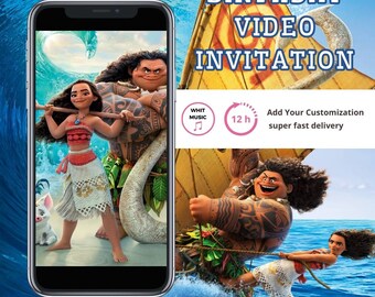 Animierte Video-Einladung für Moana-Motto-Geburtstagsparty, personalisierte Ozeanien-Einladung, tropische Themen-Einladung, Vaiana-Einladung