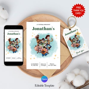 Toy Story invitation, Woody digital mobile birthday invitation, Toy Story Editable Invitation, Toy Story party supplies, mobile invitation