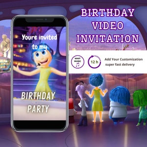 Inside Out 2 birthday video invitation, Inside Out 2 invitation, Inside Out 2 animated invitation, Inside Out 2 animated video invitation,