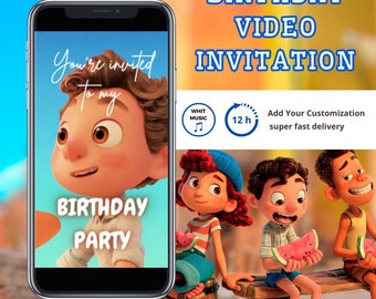 Luca-Geburtstags-Video-Einladung, Luca-Einladung, animierte Luca-Einladung, animierte Luca-Video-Einladung, Porto Rosso digitale Einladung