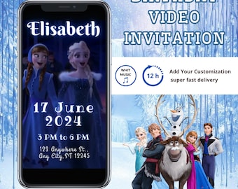 Frozen Elsa Geburtstagsvideo-Einladung, Elsa Einladung, Elsa animierte Einladung, Elsa Frozen animierte Video-Einladung, Prinzessin Elsa Digital