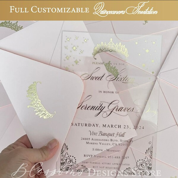 Clear Invitation for Quinceanera, Luxury Quinceanera invitation, Quinceanera Invitation