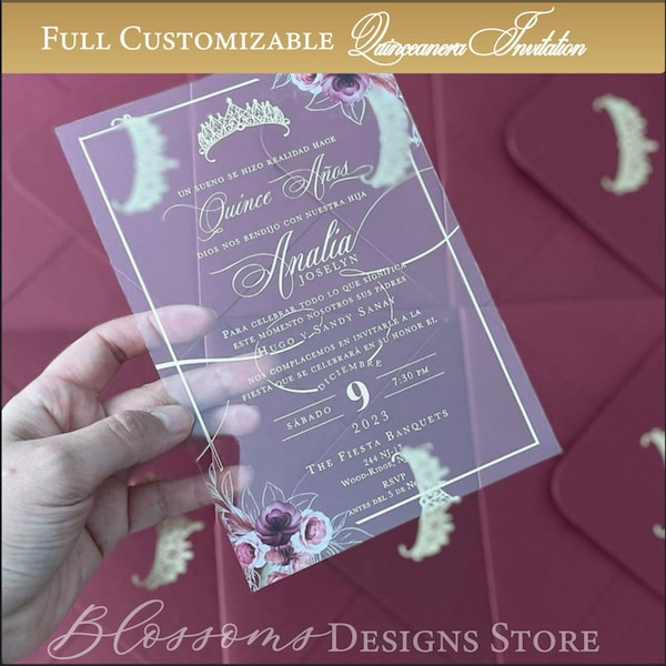 Clear Invitation for Quinceanera, Luxury Quinceanera invitation, Quinceanera Invitation