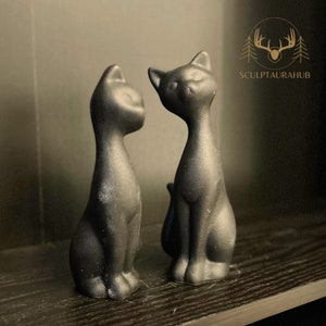 Abstract cute Cat statue set, Resin Figurine, Office Home Decoration, Home Decor, Modern Sculpture, Modern Minimalist Art
